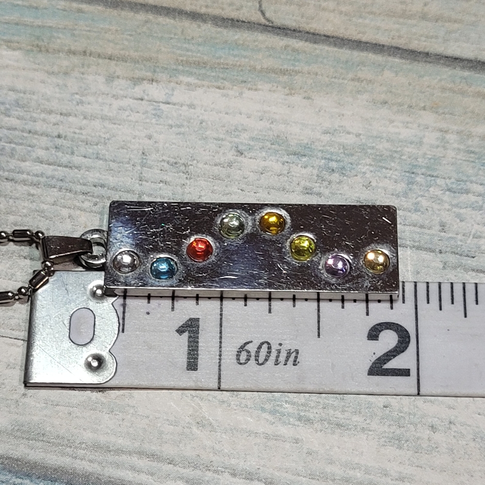 Rectangular Bar Multicolor Rhinestones Necklace. - image 8